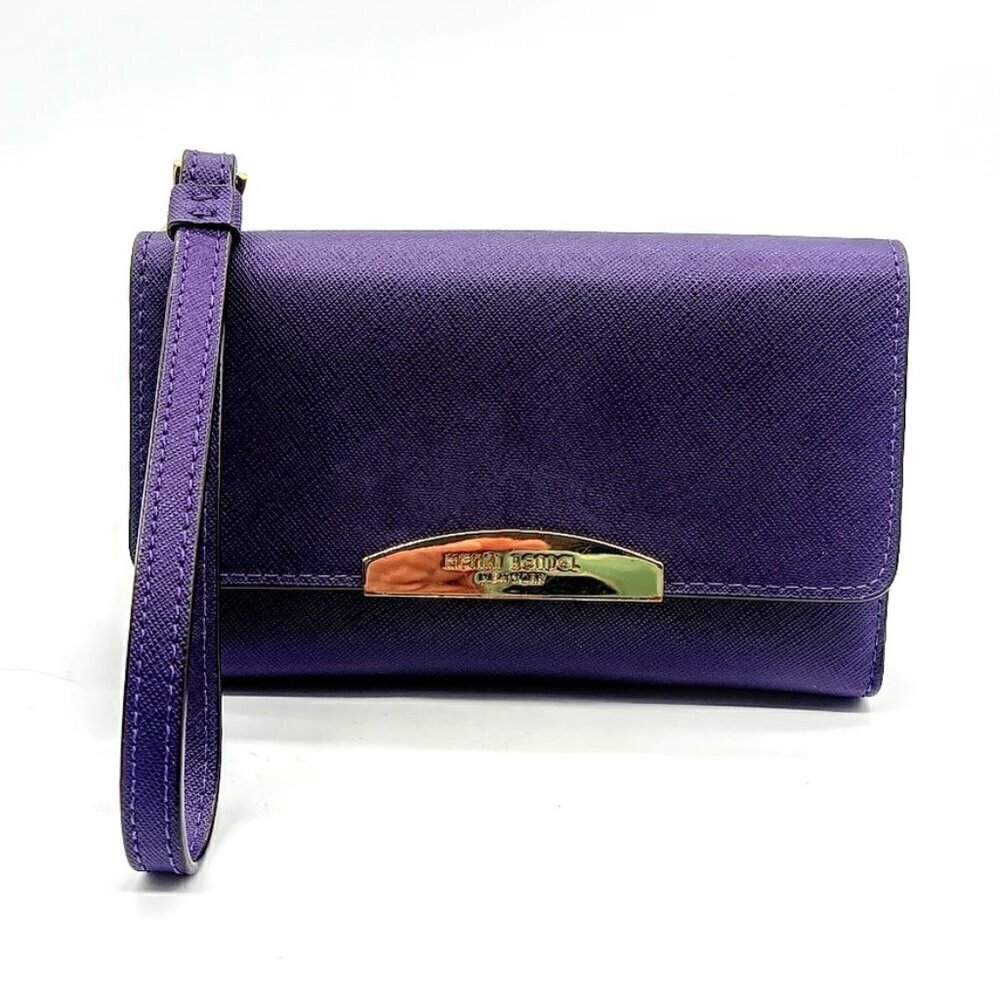 Henri Bendel Purple Saffiano Leather Wallet Wristlet Clutch NWOT